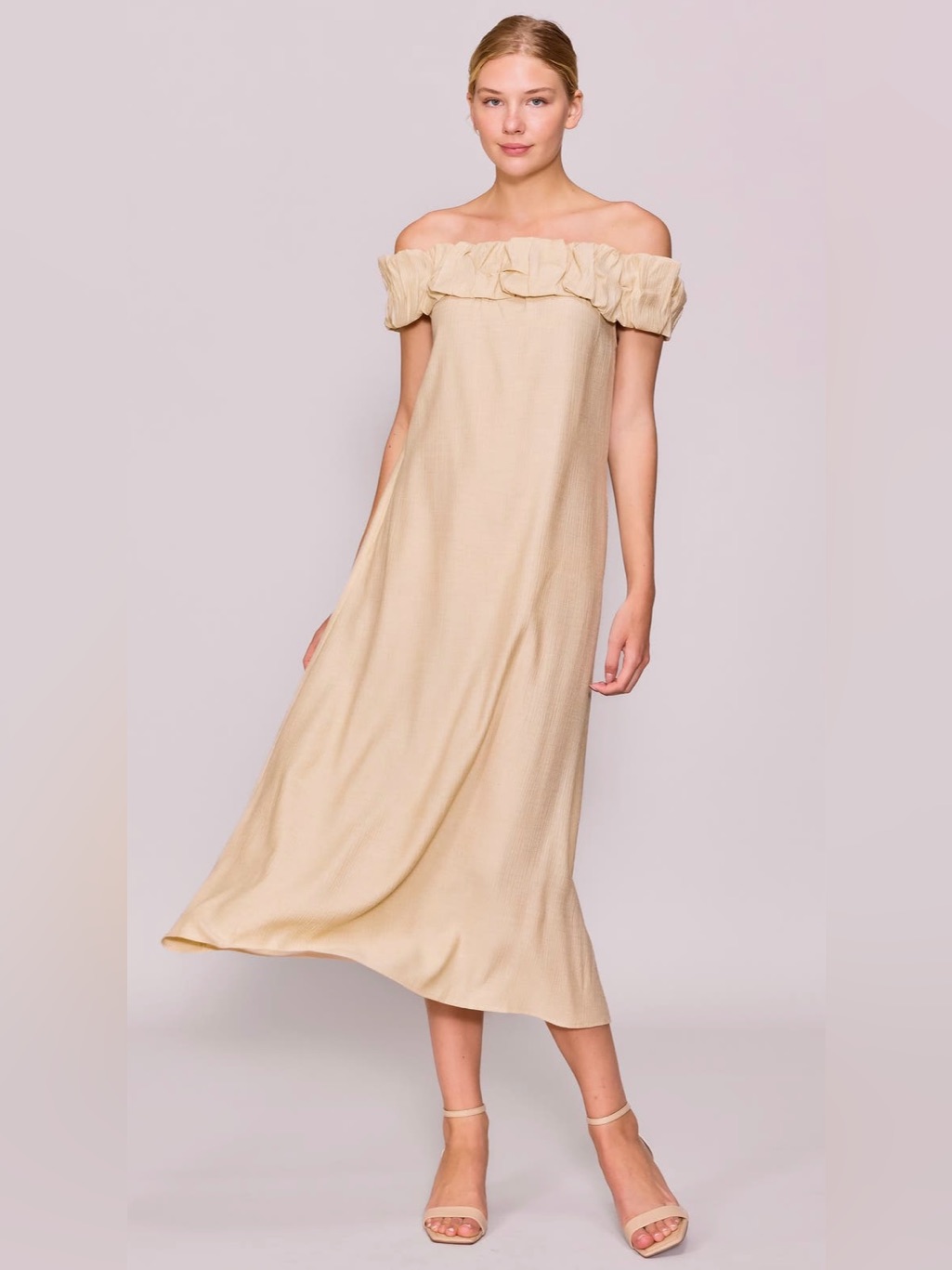 Melloday Women's Natural Off The Shoulder Shift Cocktail Dress Nwot Size M